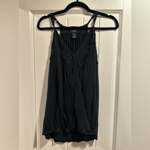 Daytrip Black Surplice Camisole with Lace Detail - Picture 2 of 10